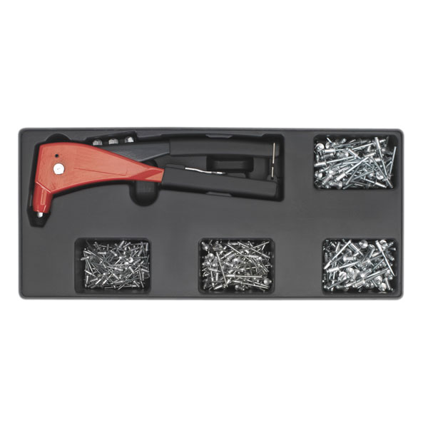 Sealey TBT15 Tool Tray with Riveter and 400 Assorted Rivet Set