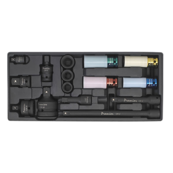 Sealey TBT25 Tool Tray with Impact Socket and Adaptor Set 15pc