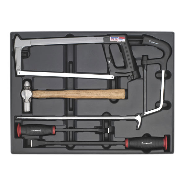Sealey TBT30 Tool Tray with Prybar, Hammer and Hacksaw Set 6pc