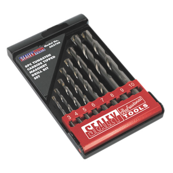 Sealey AK5708 Tungsten Carbide Tipped Masonry Drill Bit Set 8pc