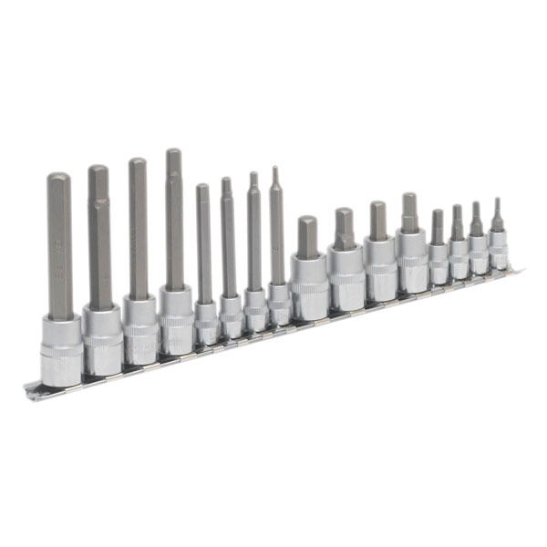  AK6219 Hex Socket Bit Set 1/4" and 3/8"sq Drive 16pc
