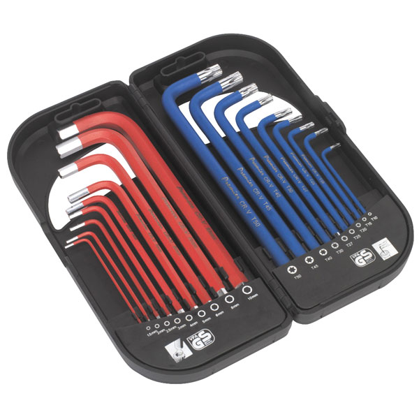 Sealey AK7176 Trx-star and Ball-end Hex Key Set 18pc Long Anti-slip