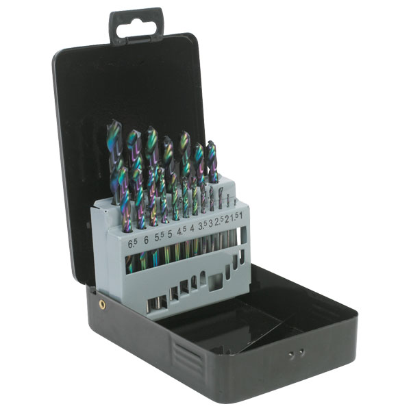 Siegen S0868 Hss Drill Bit Set 19pc Titanium Coated Metric