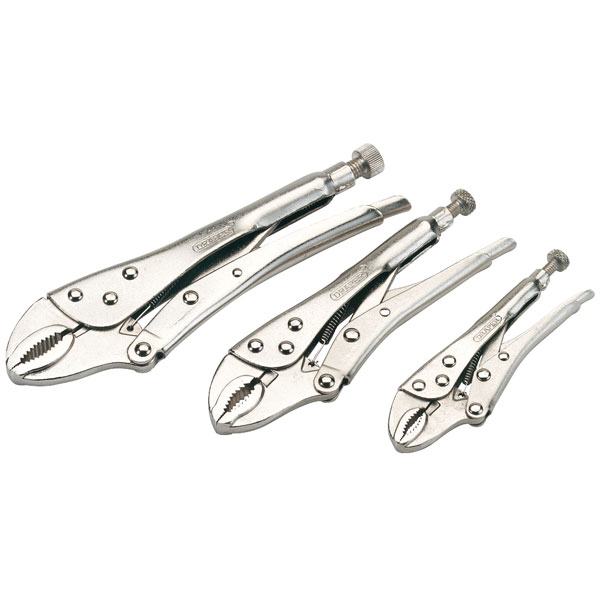 Click to view product details and reviews for Draper 14040 3 Piece Curved Jaw Self Grip Pliers Set.