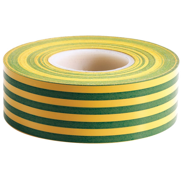  65348 Green/Yellow Earth Pattern PVC Insulation Tape 19mm x 20m