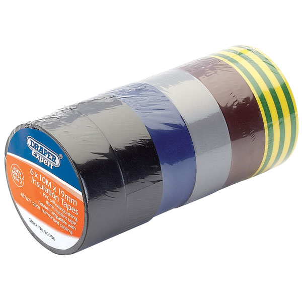  90086 6x10mx19mm Mixed Colours Insulation Tape to BSEN60454/Type2