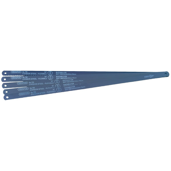 Draper 74118 5 Assorted 300mm Flexible Carbon Steel Hacksaw Blades