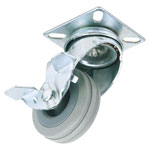 Draper 65479 100mm Dia. Swivel Plate Fixing Rubber Castor w Brake - S.w.l 80kg