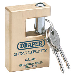 Draper Expert 56mm Quality Close Shackle Solid Brass Padlock & 2 Keys