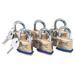 Draper Pack Of 6 X 40mm Keyed Alike Solid Brass Padlocks