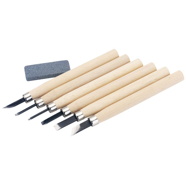 Draper 31777 7 Piece Wood Carving Set with Sharpening Stone