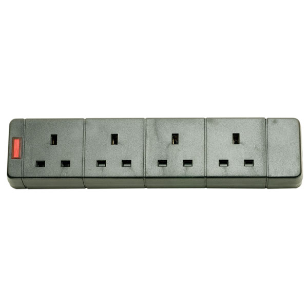 Mercury 429.651UK 4 Gang 13A Trailing Socket With Neon