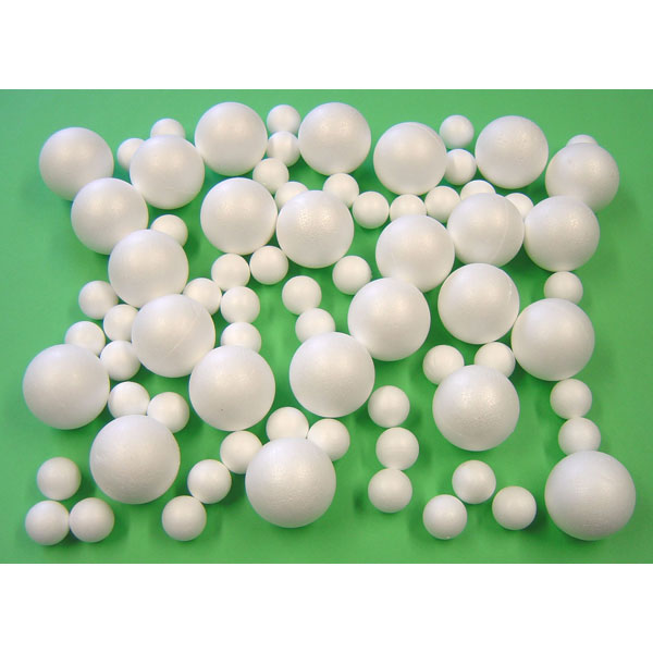  Polystyrene Balls (Assorted pack of 75) 50 x 35mm and 25 x 70mm