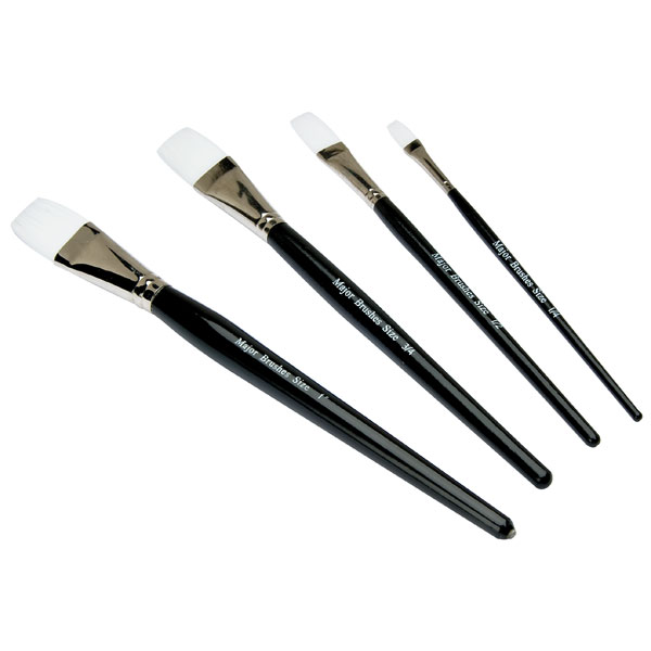 One Stroke White Flat Synthetic Sable Brushes | Rapid Online