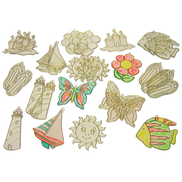  Stained Glass Decorations (Glass Painting) Set of 24