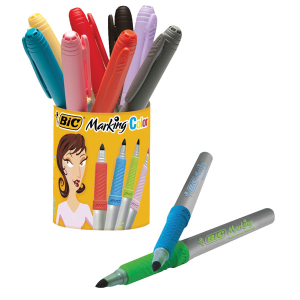 BiC Marking Colour Permanent Markers Assorted Pot 9+1