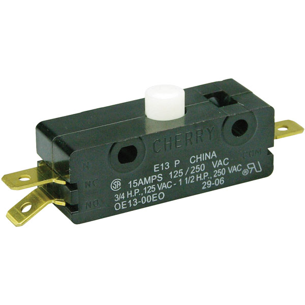  E13-00H Microswitch SPDT 15A 125/250V AC Straight Lever Q.C. 6.3x0.8mm