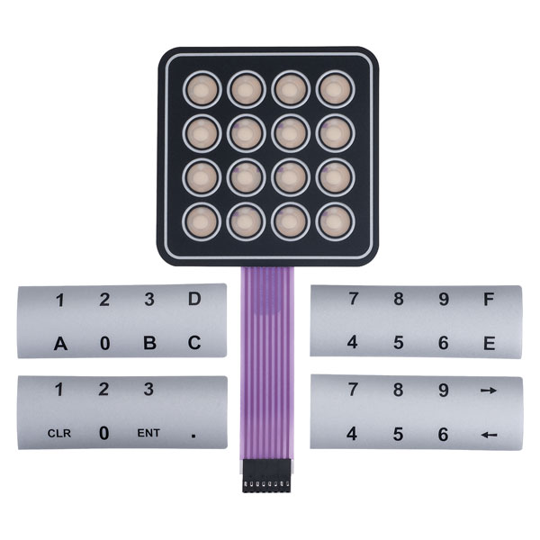 Image of APEM AC3535 AC3535 Standard Membrane Keypad 4x4 with Insert Pockets