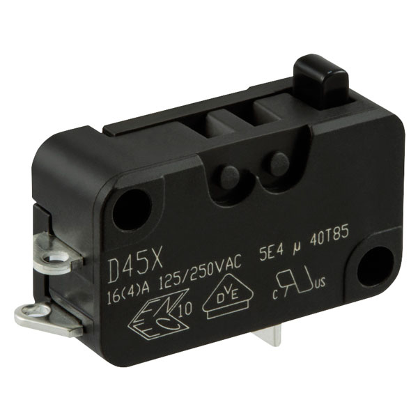  D459-V3AA Microswitch SPDT 16A Light Force, Button, Q.C. Dog-leg