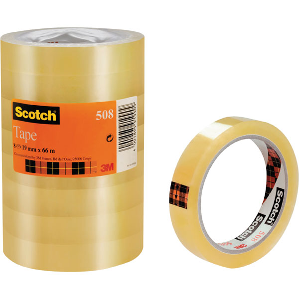 ™ 7100213204 Scotch 508 Transparent Adhesive Tape 19mm x 66m - 8 Rolls