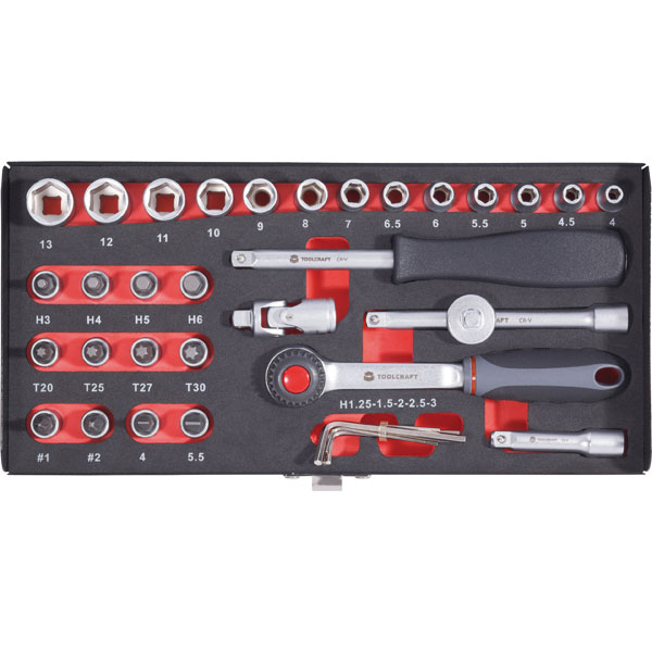 Toolcraft 826363 Socket Wrench Inserts 6.3mm (1/4") 36 Piece