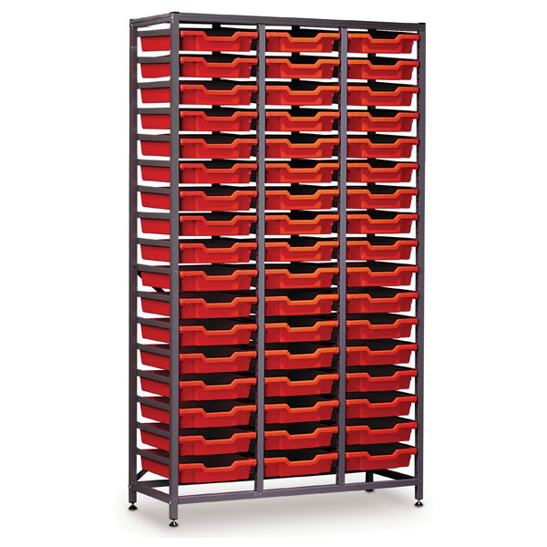 Gratnells 51 Shallow Tray (Red) Rack (Grey) 1055 x 420 x 1850mm