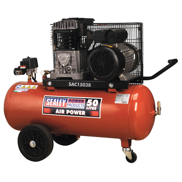 Sealey SAC1503B Compressor 50ltr Belt Drive 3hp with Cast Cylinder...