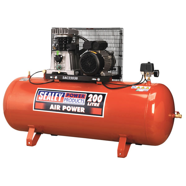Sealey SAC2153B Compressor 150ltr Belt Drive 3hp with Cast Cylinders