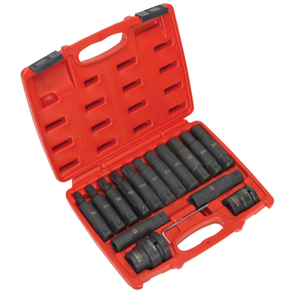 Sealey SX098 Impact Hex, TRX-Star Socket Bit Set 16pc 3/4" & 1"Sq ...