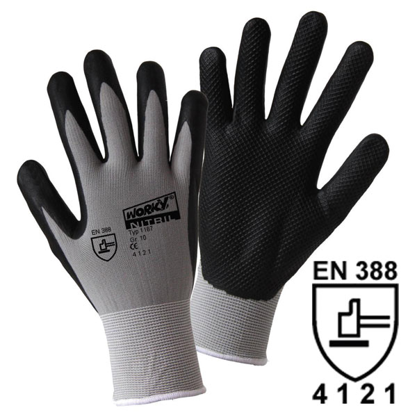 Worky 1167 Nitril Grid Fine Knitted Glove - Size 8