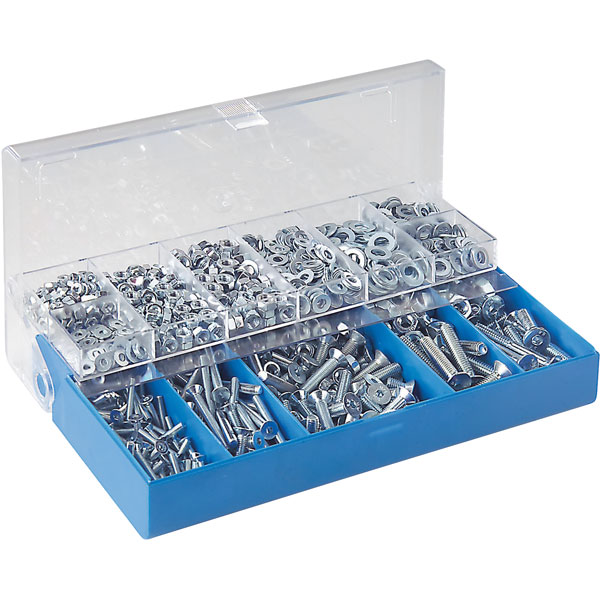  Countersunk Hex Head Screw, Nut & Washer Assortment In Case - 1000 Piece