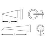 Weller T0054449899 LT 1LNW Solder Tip - Conical Tip Long - Ø0.1 x 25.4mm