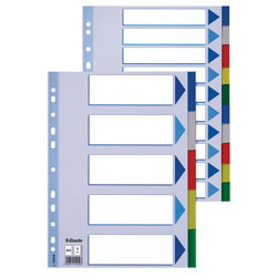 Esselte 15259 Multicoloured Polypropylene Divider A4 5 Part 115µ PP