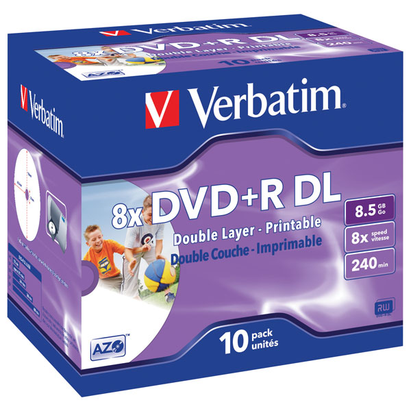 Image of Verbatim 43666 DVD+R Double Layer Matt Silver 8x 8.5GB - Pack Of 10