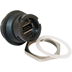 Conec Black USB 2.0 Sockets IP67, Panel Mounted