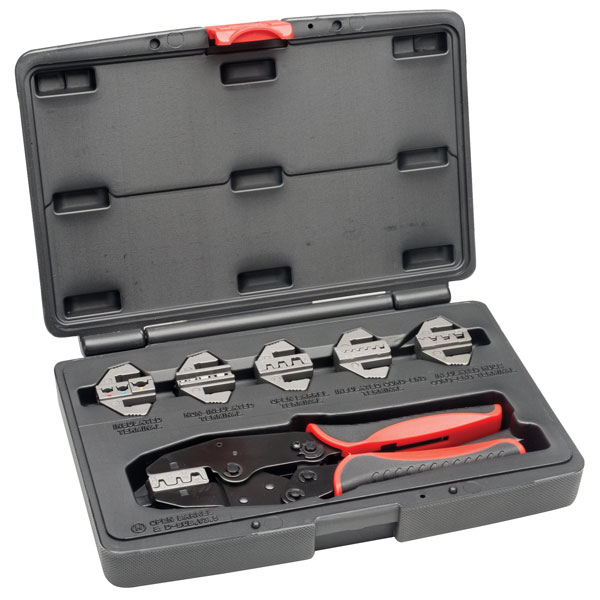  AV-CRMPKIT Professional Quick Interchangeable Ratchet Crimp Tool Set 7pc