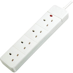 Brennenstuhl 4-Way Extension Sockets with Neon Indicator, White 2m/5m