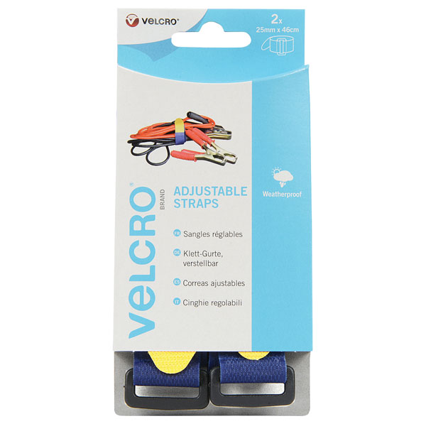 VELCRO® Brand VEL-EC60327 25mm x 92cm Adjustable Strap Blue 2 Pieces