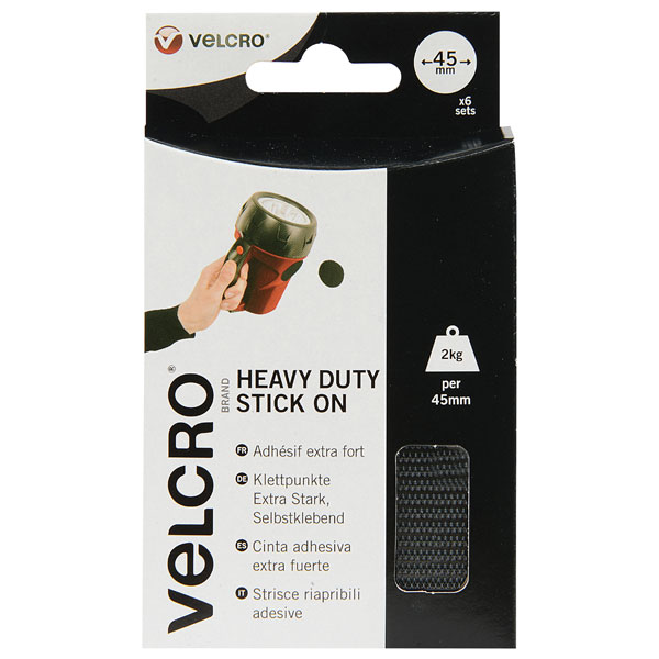 VELCRO® Brand VEL-EC60249 Heavy Duty Stick On Coins 45mm White 6 Sets
