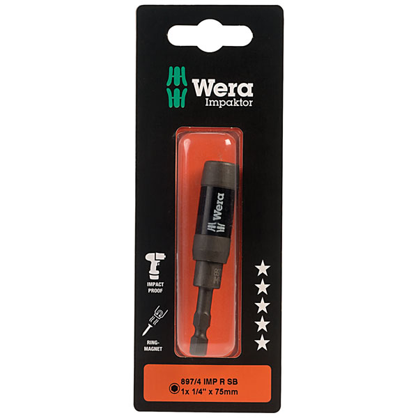 Wera 05073990001 897/4 IMP Impaktor Ringmagnet Bit Holder 75mm
