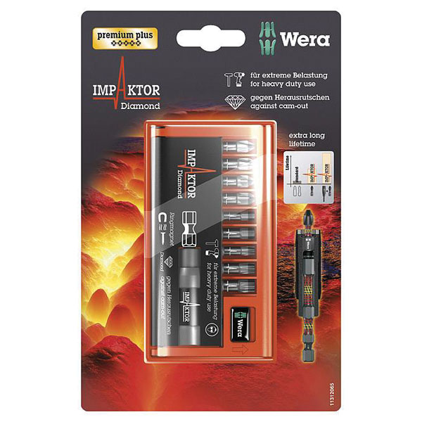 Wera 05073980001 Impaktor Diamond Bit Holder and 9-Piece Impact Bi...