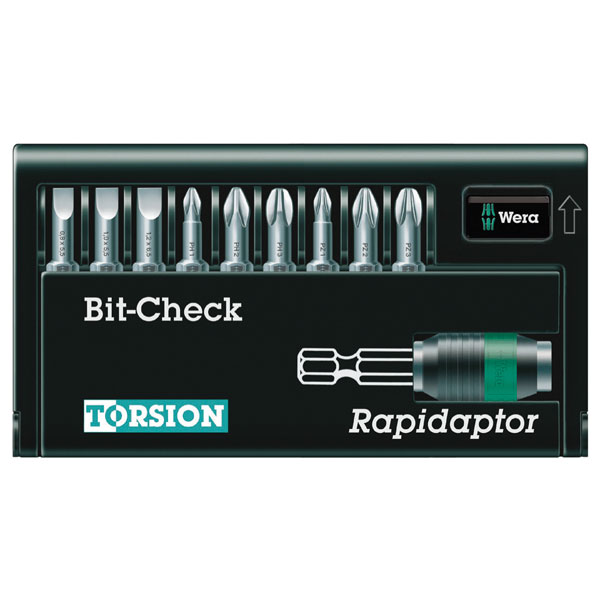 Wera 05056375001 8600-9 Rapidaptor Bit Holder with Torsion Bits, 1...