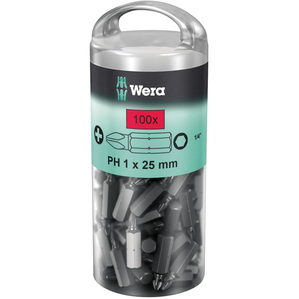 Wera 05072441001 851/1Z Extra Tough PH2 Screwdriver Bits, Pack of 100