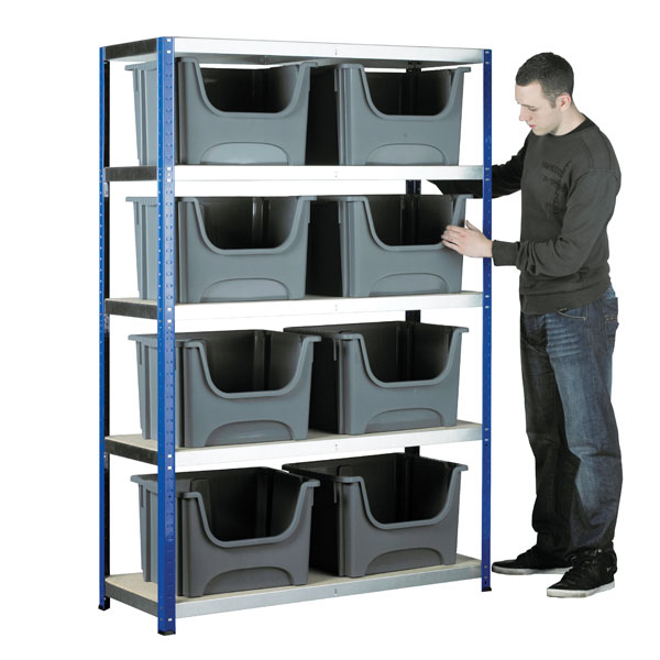 Eco-Rax Space Bin Container Kit Shelving Bay 1800 x 1200 x 450mm + 8 x Space Bin