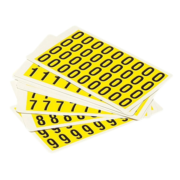  Yellow Labels Numbers 0-9 14 x 19mm