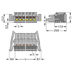 WAGO Female Locking 5P Pitch 5mm Push-button Connector