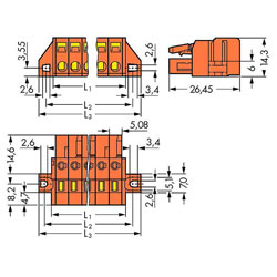 WAGO 231-310/031-000 Female Panel Fixing Flanges 10P Pitch 5.08 mm