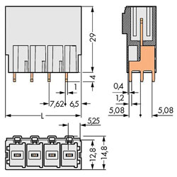 WAGO Male MCS-MAXI 7.62mm with Straight Solder Pins 