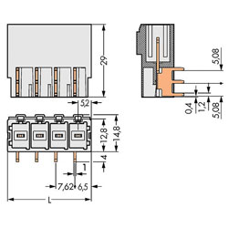 WAGO Male MCS-MAXI 3.5mm with Angled Solder Pins 