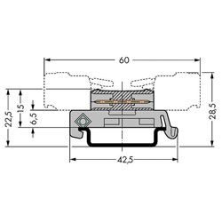 WAGO Male MCS-MIDI 5mm DIN Rail Mounted Double Row with Mounting feet